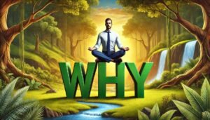 A product manager seated on the word 'why'
