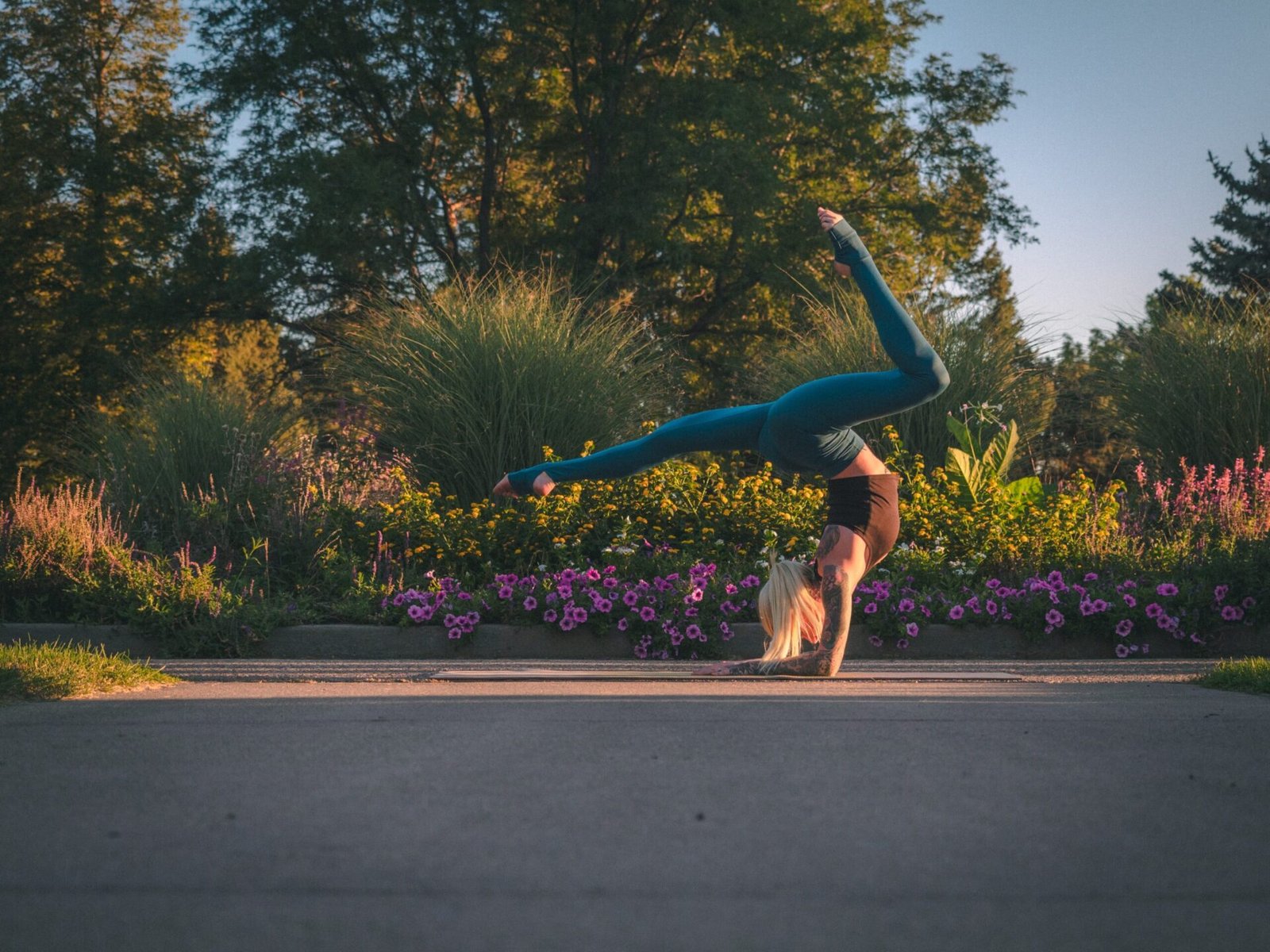 A woman doing a very agile exercise