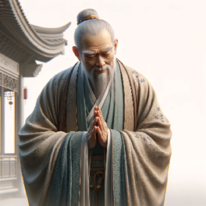 Chinese sage bowing in thank you gesture