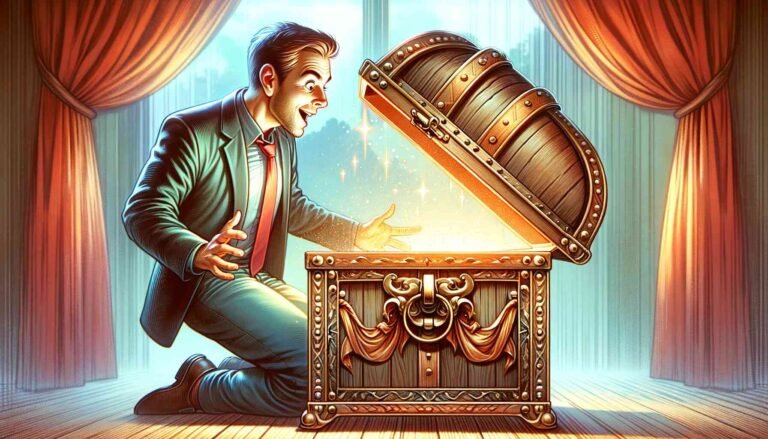 A product manager opens a treasure chest