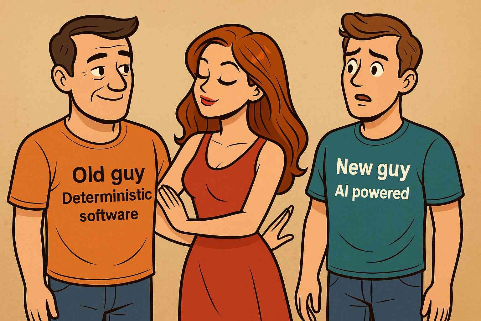 A woman preferring old guy over new sexy guy