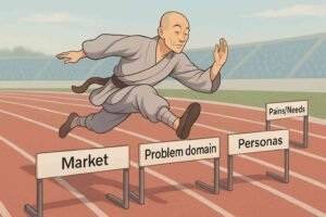 Zen master jumping over hurdles